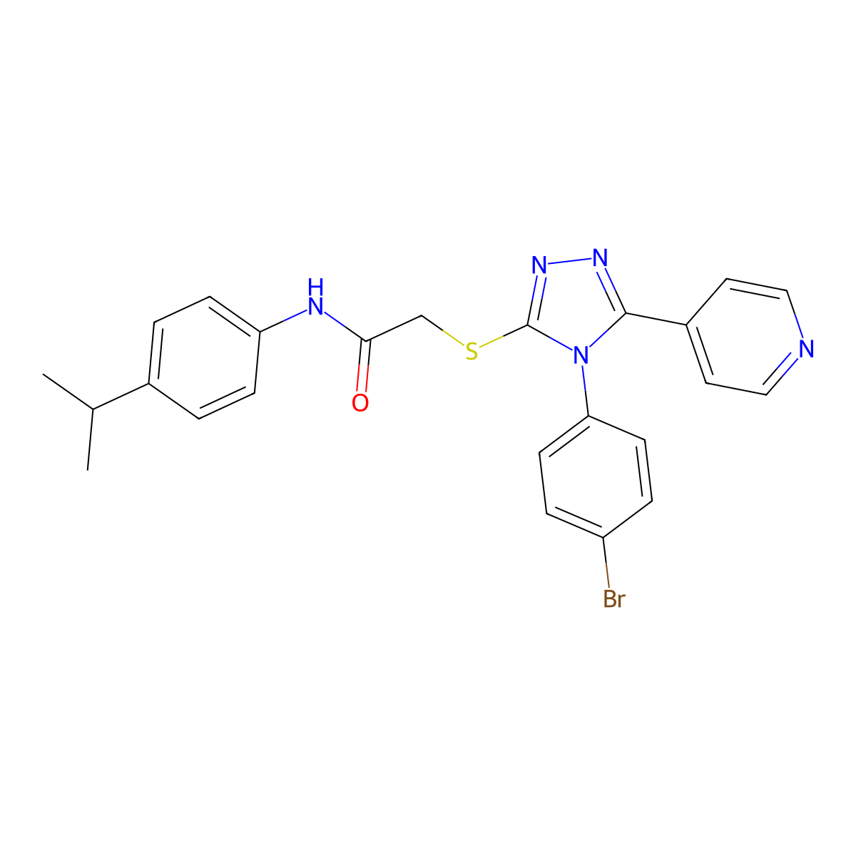 2-{[4-(4-Bromophenyl)-5-(4-pyridinyl)-4H-1,2,4-triazol-3-YL]sulfanyl}-N-(4-isopropylphenyl)acetamide molecular structure, CAS 477330-77-1