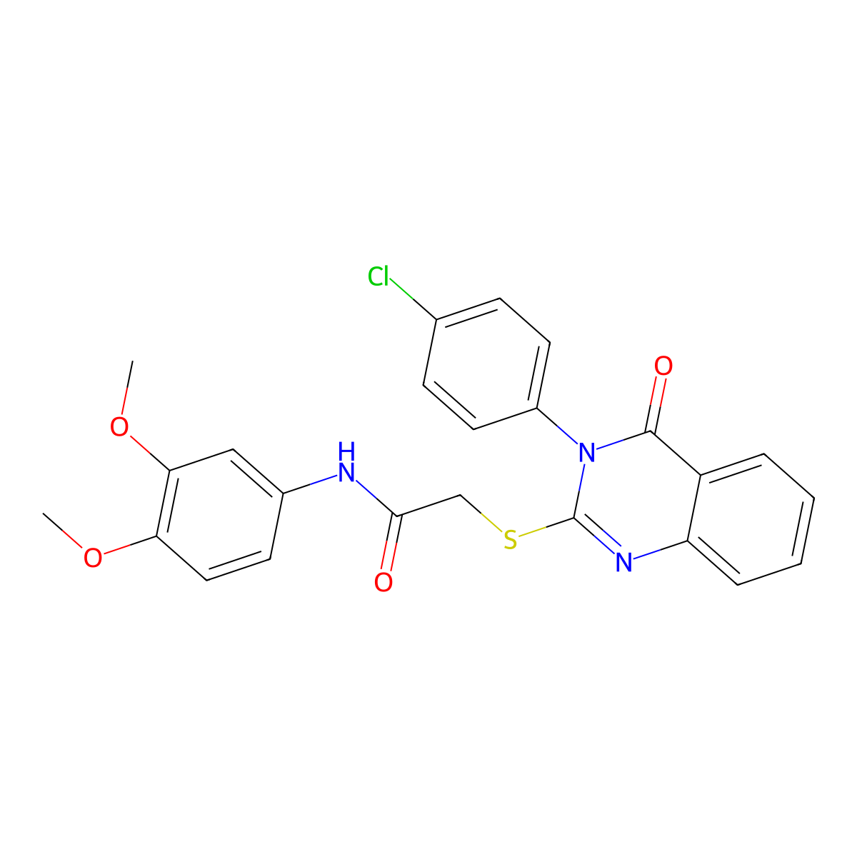 2-((3-(4-Chlorophenyl)-4-oxo-3,4-dihydro-2-quinazolinyl)sulfanyl)-N-(3,4-dimethoxyphenyl)acetamide molecular structure, CAS 477330-78-2