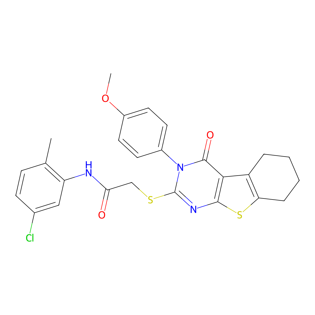 N-(5-Chloro-2-methylphenyl)-2-((3-(4-methoxyphenyl)-4-oxo-3,4,5,6,7,8-HE xahydro(1)benzothieno(2,3-D)pyrimidin-2-YL)sulfanyl)acetamide molecular structure, CAS 477330-79-3