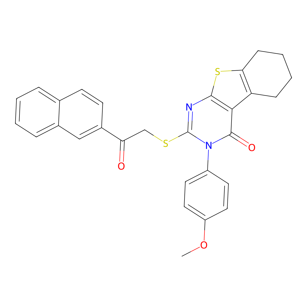 3-(4-Methoxyphenyl)-2-{[2-(2-naphthyl)-2-oxoethyl]sulfanyl}-5,6,7,8-tetrahydro[1]benzothieno[2,3-D]pyrimidin-4(3H)-one molecular structure, CAS 477330-82-8