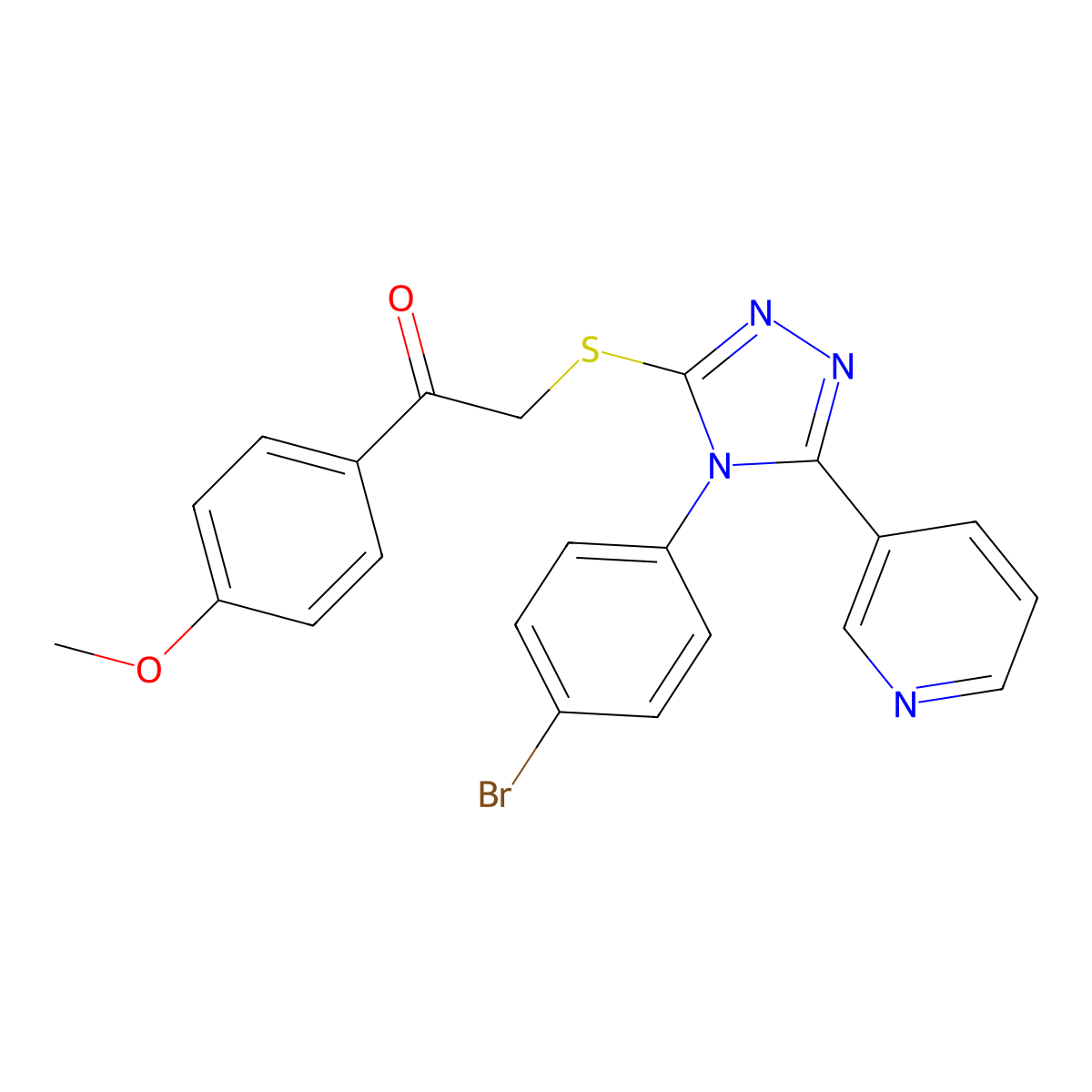2-((4-(4-BR-PH)-5-(3-Pyridinyl)-4H-1,2,4-triazol-3-YL)thio)-1-(4-meo-PH)ethanone molecular structure, CAS 477330-83-9