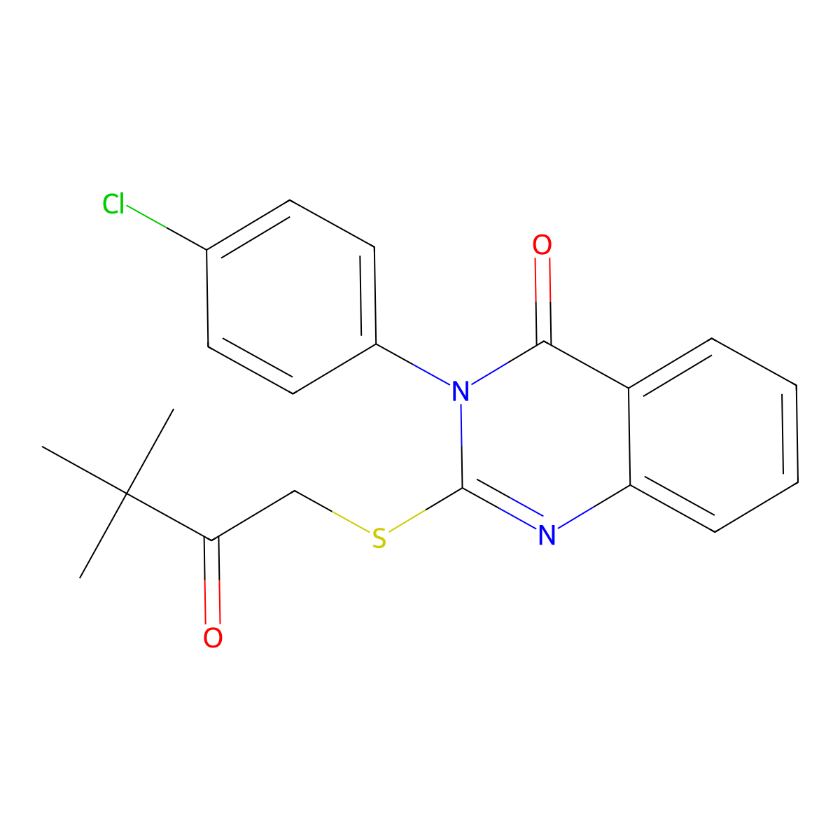3-(4-Chlorophenyl)-2-((3,3-dimethyl-2-oxobutyl)thio)-4(3H)-quinazolinone molecular structure, CAS 477330-84-0