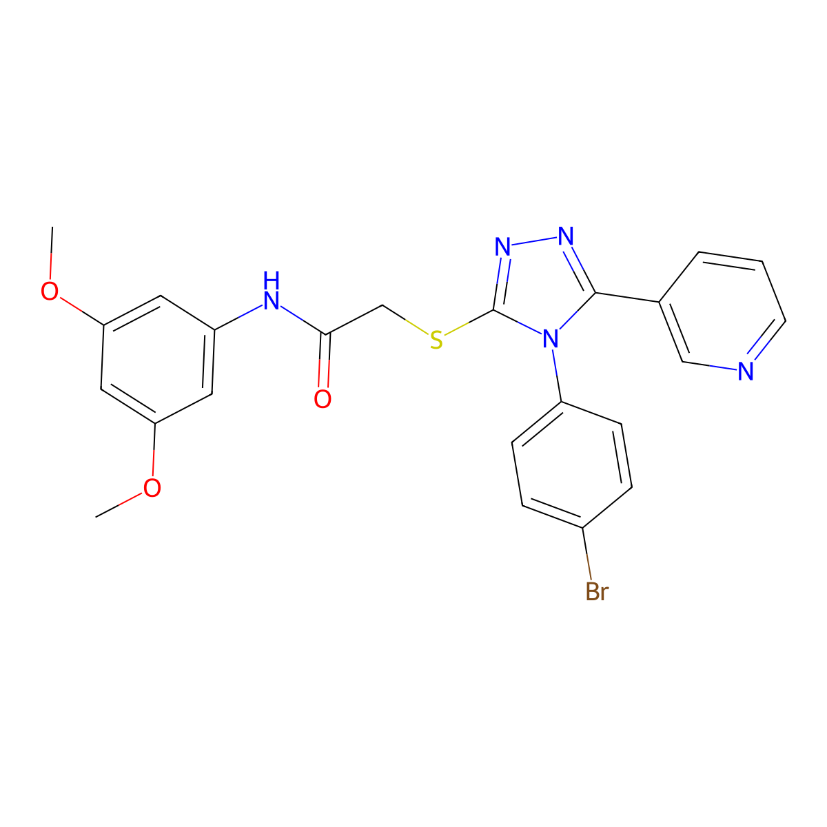 2-((4-(4-Bromophenyl)-5-(3-pyridinyl)-4H-1,2,4-triazol-3-YL)sulfanyl)-N-(3,5-dimethoxyphenyl)acetamide molecular structure, CAS 477330-88-4