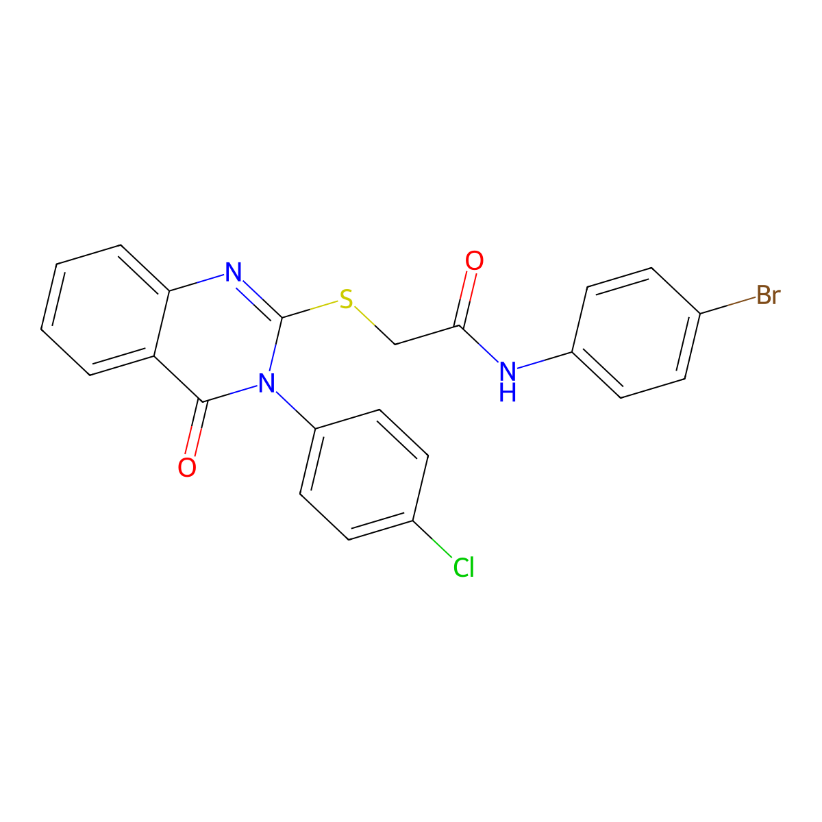 N-(4-BR-PH)-2-((3-(4-CL-Phenyl)-4-oxo-3,4-dihydro-2-quinazolinyl)thio)acetamide molecular structure, CAS 477330-89-5