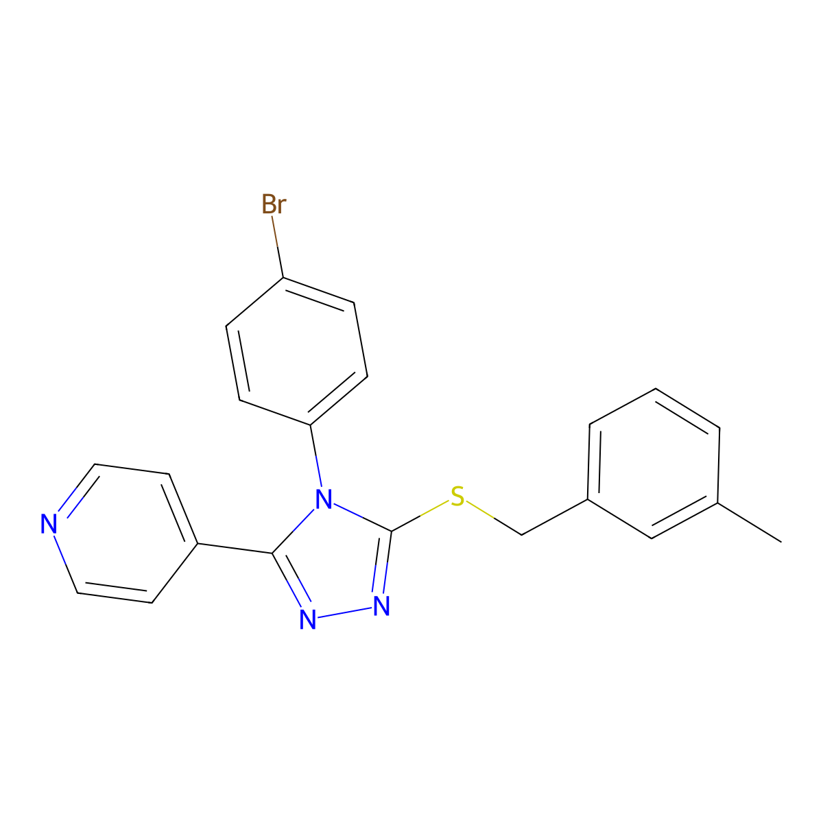 4-(4-(4-Bromophenyl)-5-((3-methylbenzyl)thio)-4H-1,2,4-triazol-3-YL)pyridine molecular structure, CAS 477330-90-8