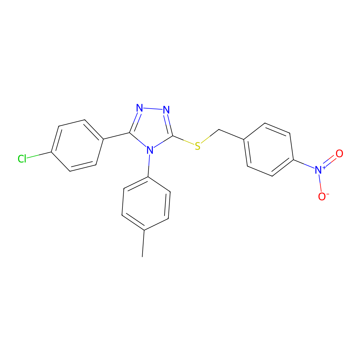 3-(4-Chlorophenyl)-4-(4-methylphenyl)-5-((4-nitrobenzyl)thio)-4H-1,2,4-triazole molecular structure, CAS 477330-92-0