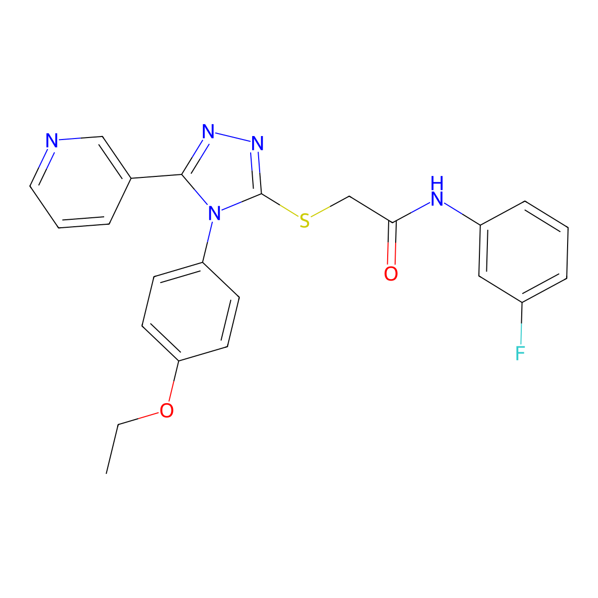 2-((4-(4-Ethoxyphenyl)-5-(3-pyridinyl)-4H-1,2,4-triazol-3-YL)sulfanyl)-N-(3-fluorophenyl)acetamide molecular structure, CAS 477330-95-3