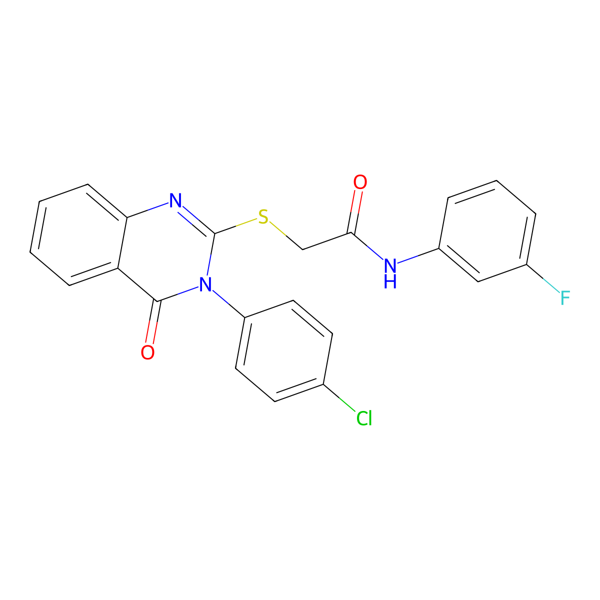 2-((3-(4-CL-PH)-4-Oxo-3,4-dihydro-2-quinazolinyl)thio)-N-(3-F-phenyl)acetamide molecular structure, CAS 477330-97-5