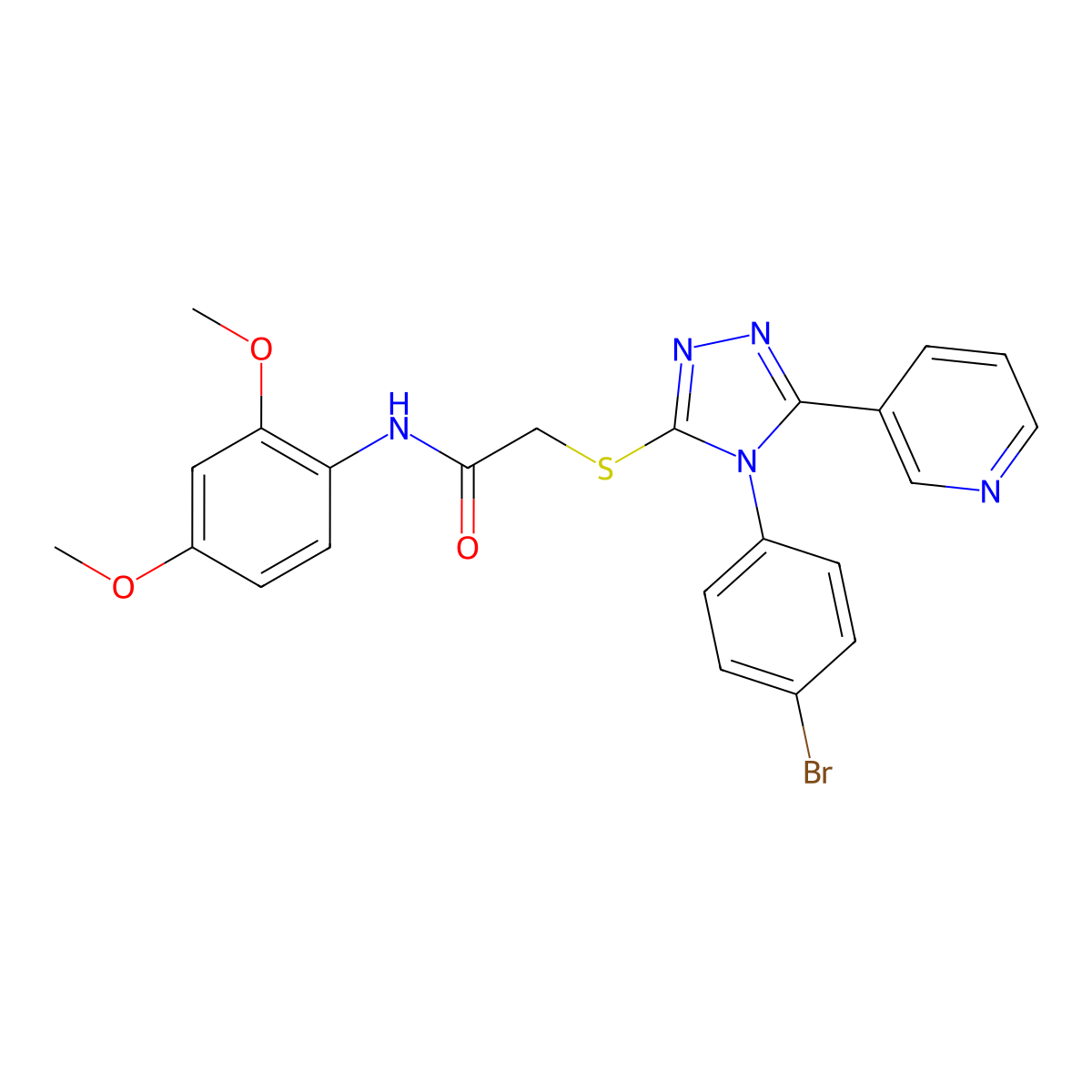 2-{[4-(4-Bromophenyl)-5-(3-pyridinyl)-4H-1,2,4-triazol-3-YL]sulfanyl}-N-(2,4-dimethoxyphenyl)acetamide molecular structure, CAS 477330-98-6
