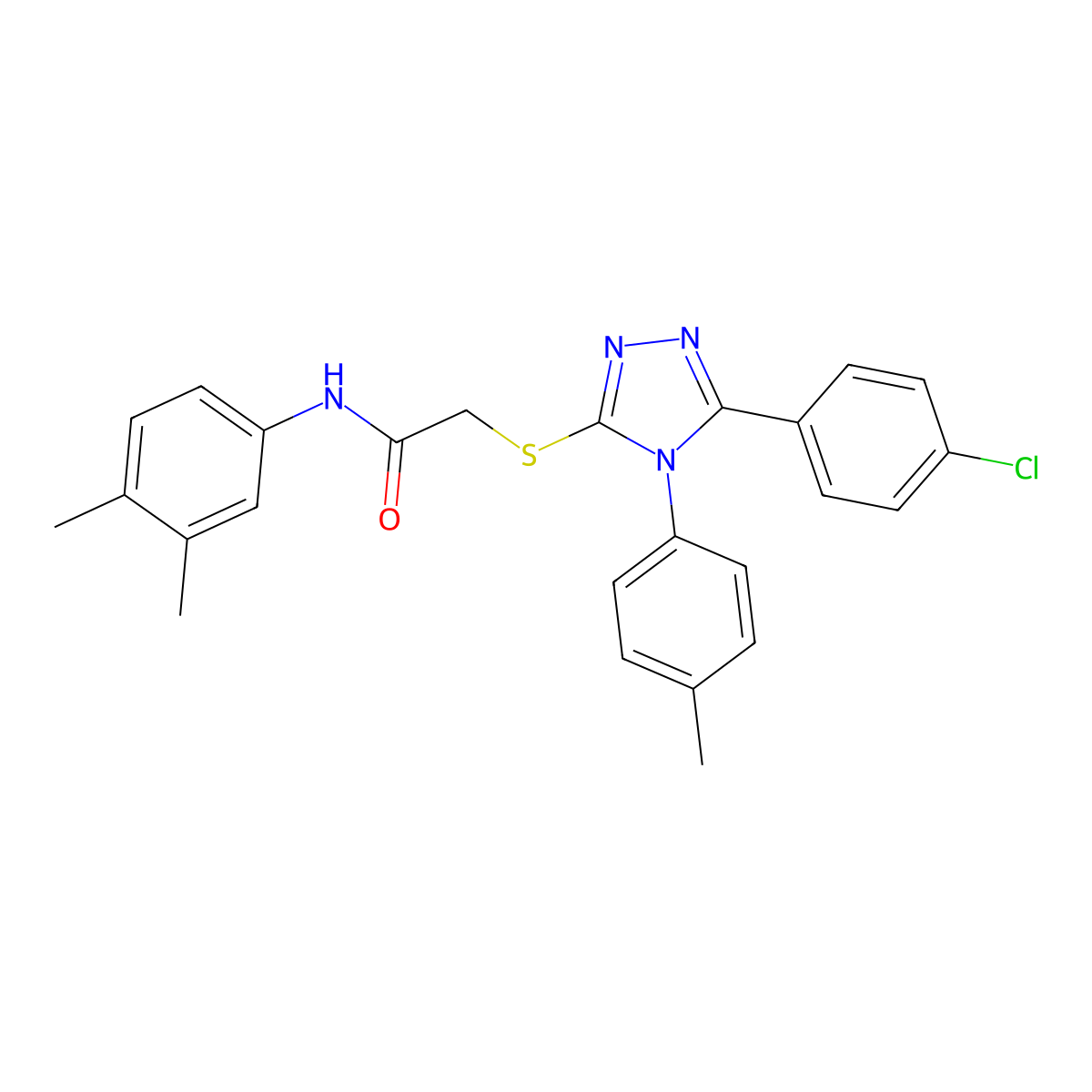 2-((5-(4-Chlorophenyl)-4-(4-methylphenyl)-4H-1,2,4-triazol-3-YL)sulfanyl)-N-(3,4-dimethylphenyl)acetamide molecular structure, CAS 477331-00-3