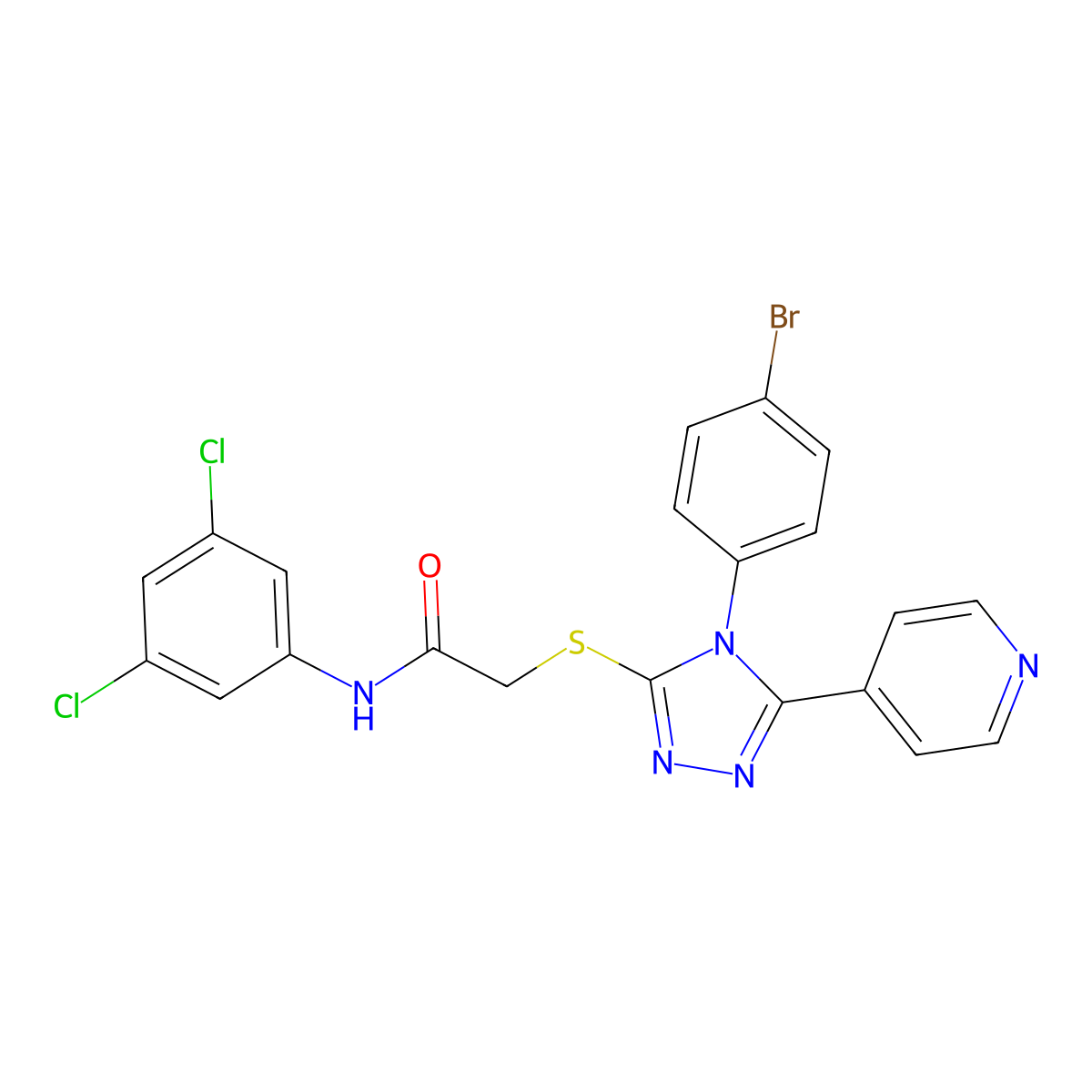 2-((4-(4-Bromophenyl)-5-(4-pyridinyl)-4H-1,2,4-triazol-3-YL)sulfanyl)-N-(3,5-dichlorophenyl)acetamide molecular structure, CAS 477331-02-5