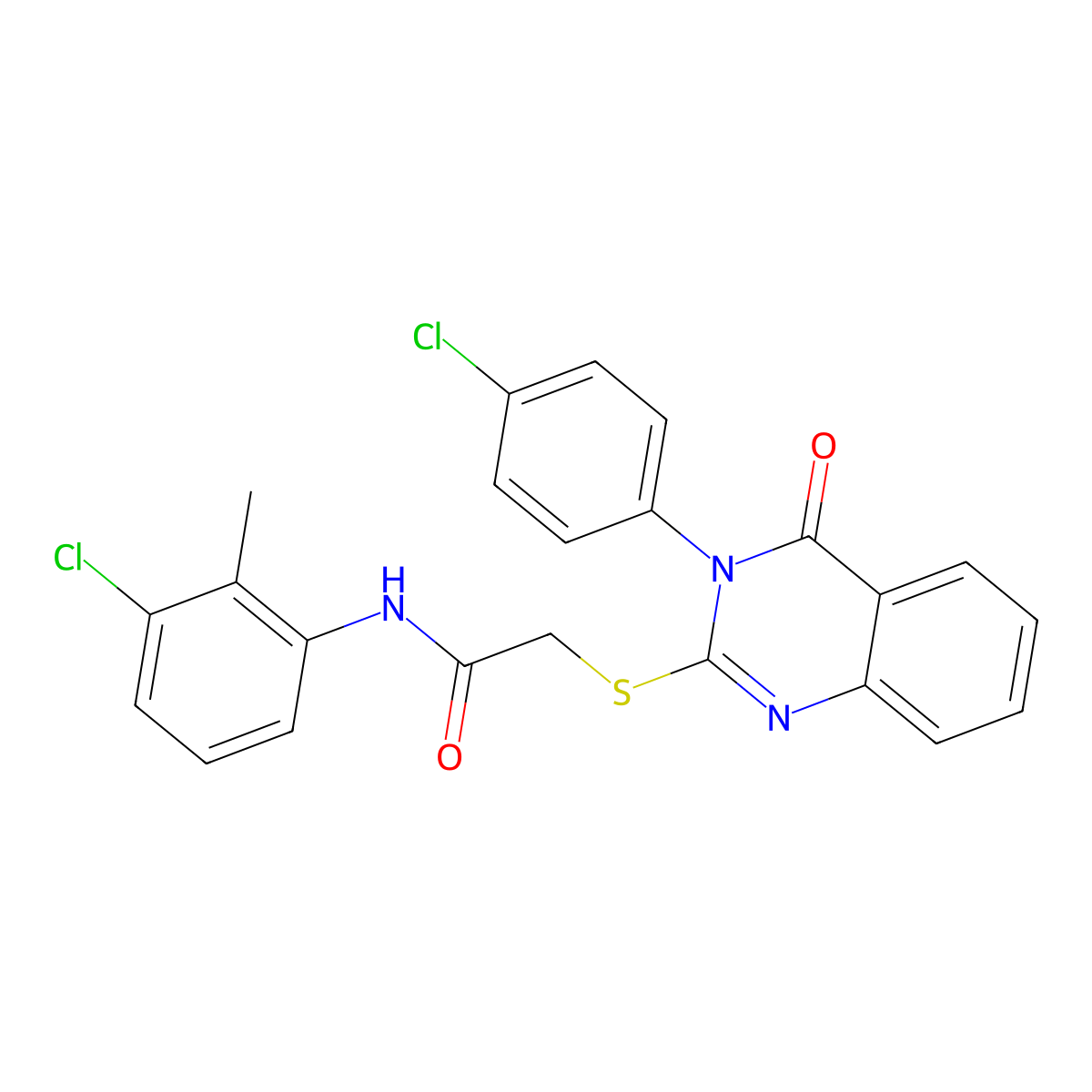 N-(3-Chloro-2-methylphenyl)-2-{[3-(4-chlorophenyl)-4-oxo-3,4-dihydro-2-quinazolinyl]sulfanyl}acetamide molecular structure, CAS 477331-16-1