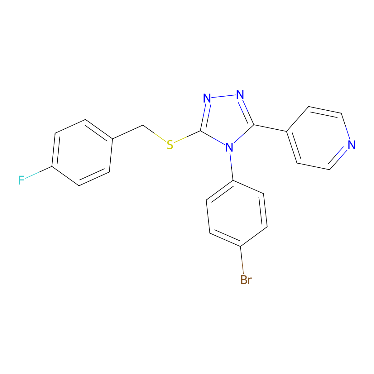4-(4-(4-Bromophenyl)-5-((4-fluorobenzyl)thio)-4H-1,2,4-triazol-3-YL)pyridine molecular structure, CAS 477331-17-2