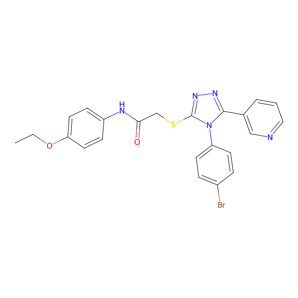 2-((4-(4-Bromophenyl)-5-(3-pyridinyl)-4H-1,2,4-triazol-3-YL)sulfanyl)-N-(4-ethoxyphenyl)acetamide molecular structure, CAS 477331-20-7