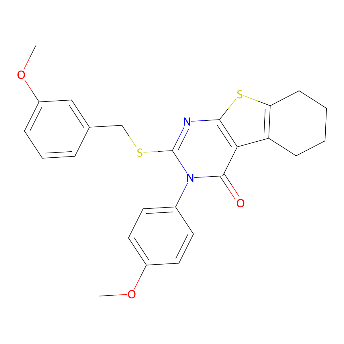 2-((3-Methoxybenzyl)sulfanyl)-3-(4-methoxyphenyl)-5,6,7,8-tetrahydro(1)benzothieno(2,3-D)pyrimidin-4(3H)-one molecular structure, CAS 477331-25-2