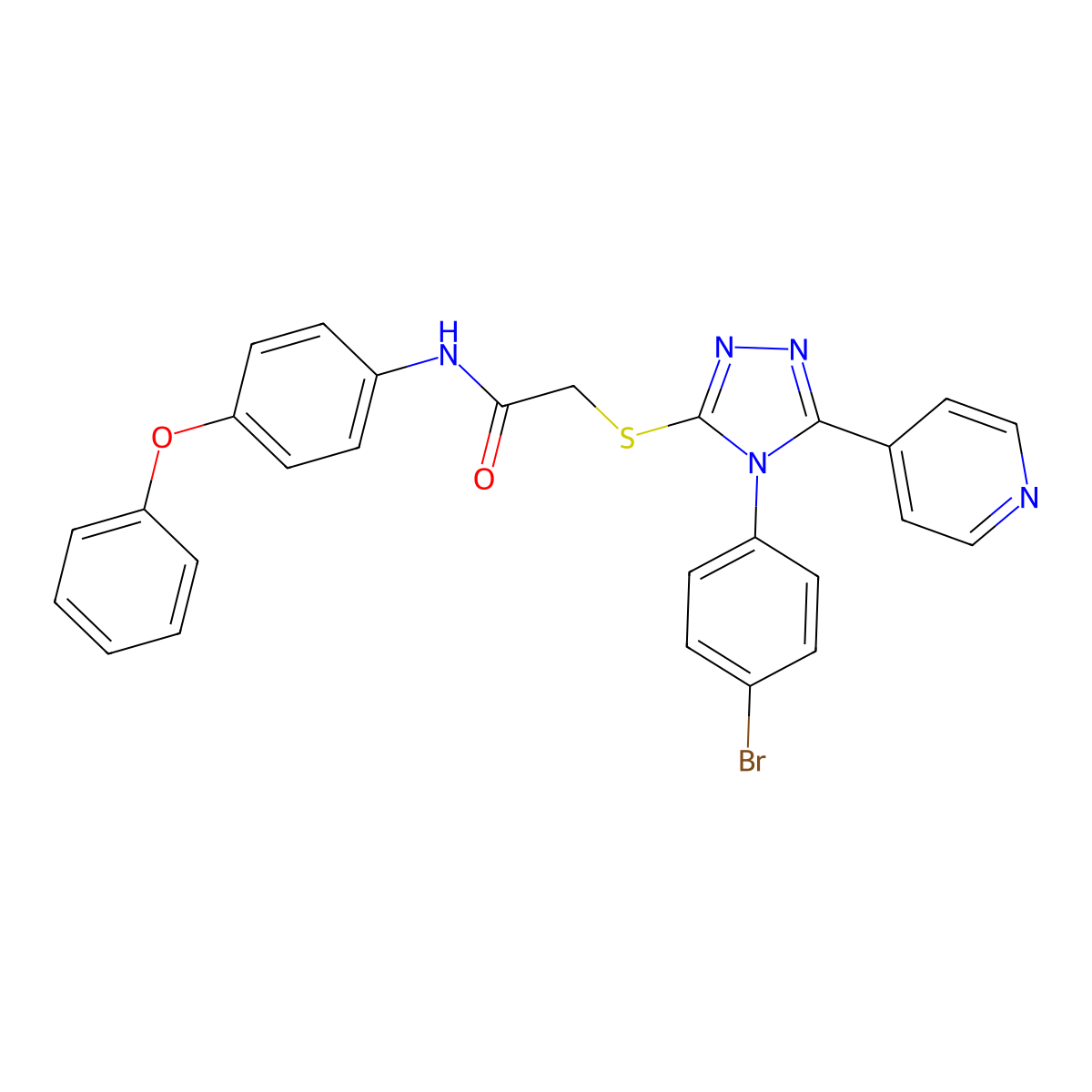 2-{[4-(4-Bromophenyl)-5-(4-pyridinyl)-4H-1,2,4-triazol-3-YL]sulfanyl}-N-(4-phenoxyphenyl)acetamide molecular structure, CAS 477331-32-1