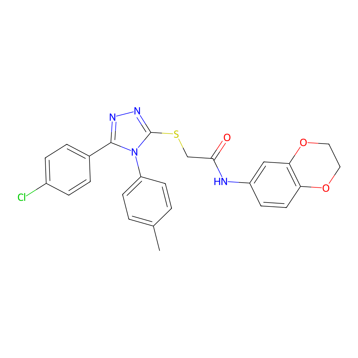 2-{[5-(4-Chlorophenyl)-4-(4-methylphenyl)-4H-1,2,4-triazol-3-YL]sulfanyl}-N-(2,3-dihydro-1,4-benzodioxin-6-YL)acetamide molecular structure, CAS 477331-34-3