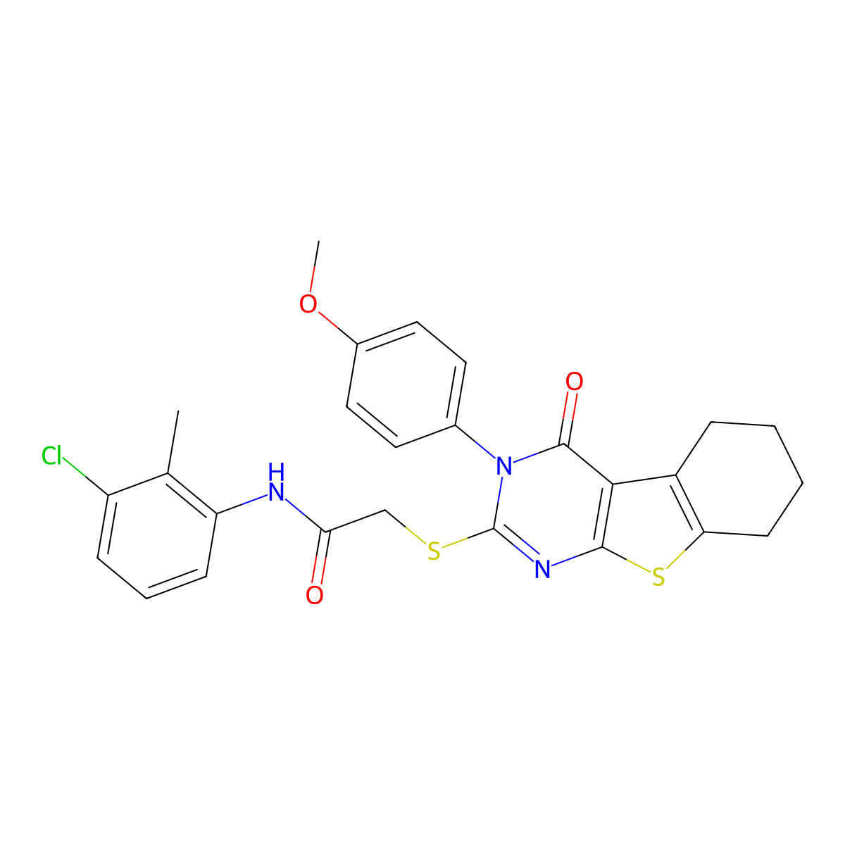 N-(3-Chloro-2-methylphenyl)-2-{[3-(4-methoxyphenyl)-4-oxo-3,4,5,6,7,8-HE xahydro[1]benzothieno[2,3-D]pyrimidin-2-YL]sulfanyl}acetamide molecular structure, CAS 477331-36-5