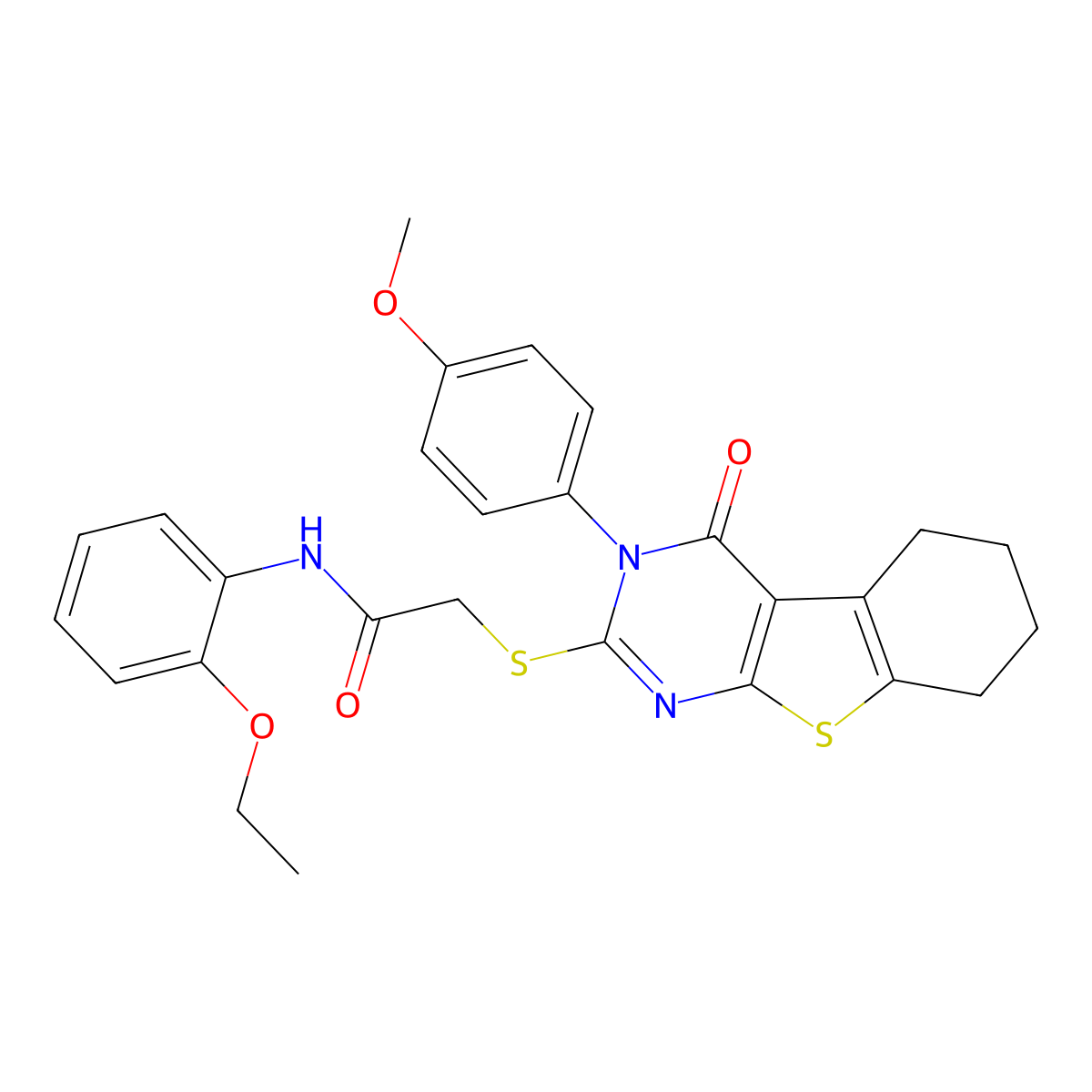 N-(2-Ethoxyphenyl)-2-{[3-(4-methoxyphenyl)-4-oxo-3,4,5,6,7,8-hexahydro[1]benzothieno[2,3-D]pyrimidin-2-YL]sulfanyl}acetamide molecular structure, CAS 477331-41-2