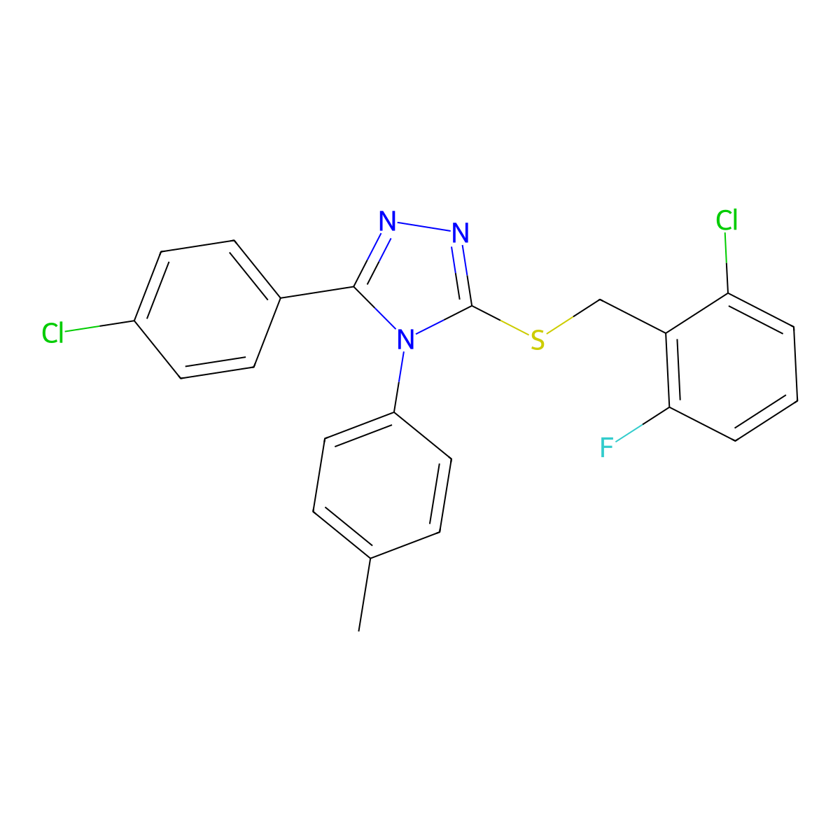 3-((2-CL-6-Fluorobenzyl)thio)-5-(4-CL-PH)-4-(4-methylphenyl)-4H-1,2,4-triazole molecular structure, CAS 477331-50-3