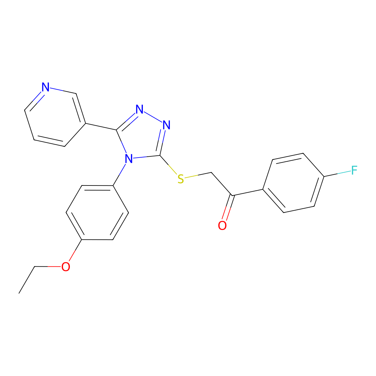 2-((4-(4-Ethoxy-PH)5-(3-pyridinyl)4H-1,2,4-triazol-3-YL)thio)-1-(4-F-PH)ethanone molecular structure, CAS 477331-51-4