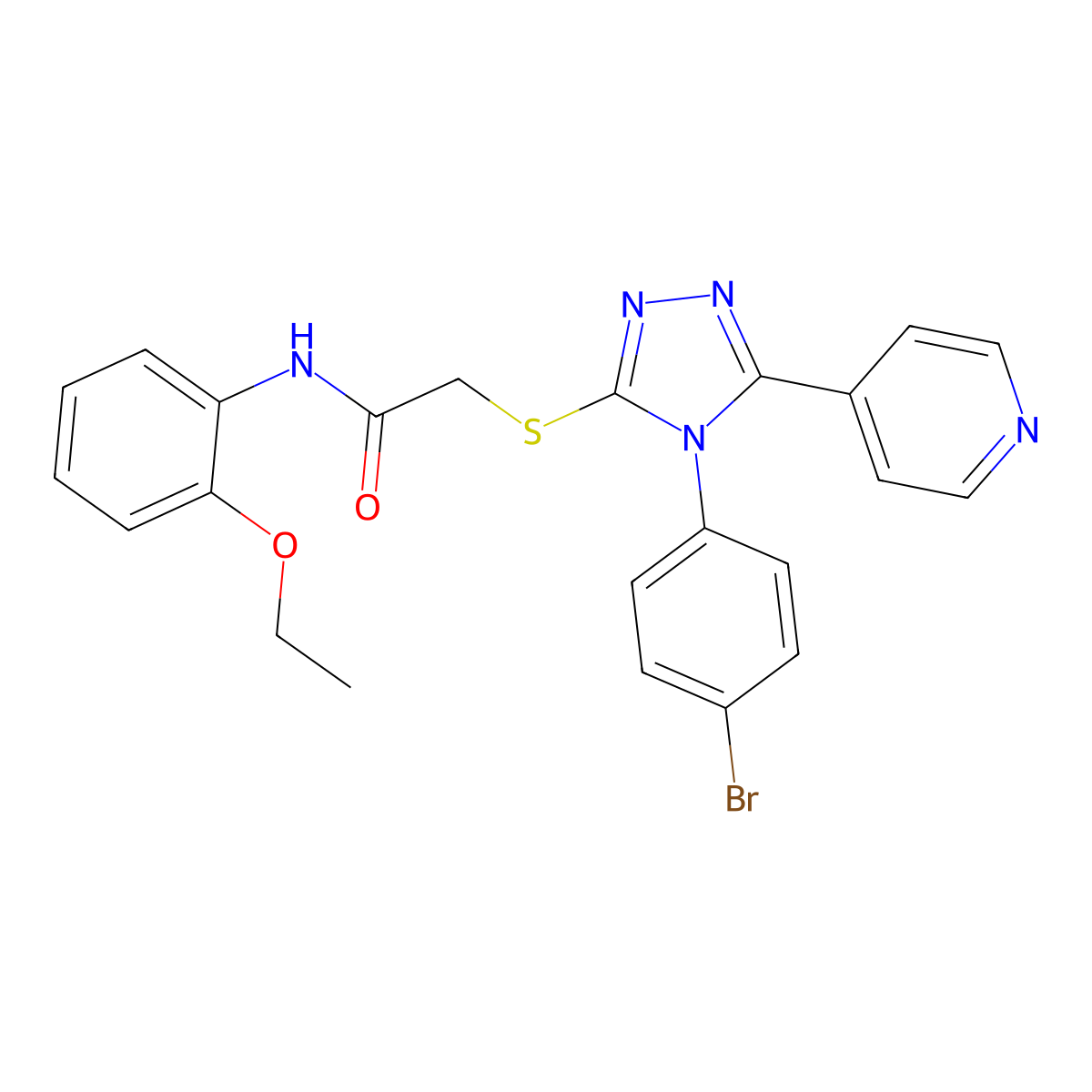 2-{[4-(4-Bromophenyl)-5-(4-pyridinyl)-4H-1,2,4-triazol-3-YL]sulfanyl}-N-(2-ethoxyphenyl)acetamide molecular structure, CAS 477331-53-6