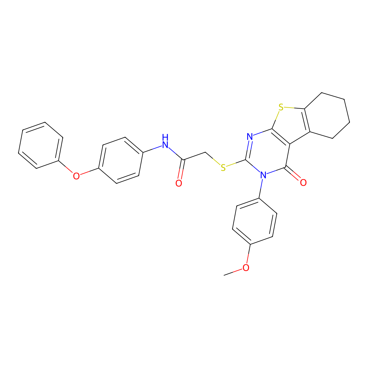 2-{[3-(4-methoxyphenyl)-4-oxo-3,4,5,6,7,8-hexahydro[1]benzothieno[2,3-d]pyrimidin-2-yl]sulfanyl}-N-(4-phenoxyphenyl)acetamide molecular structure, CAS 477331-55-8