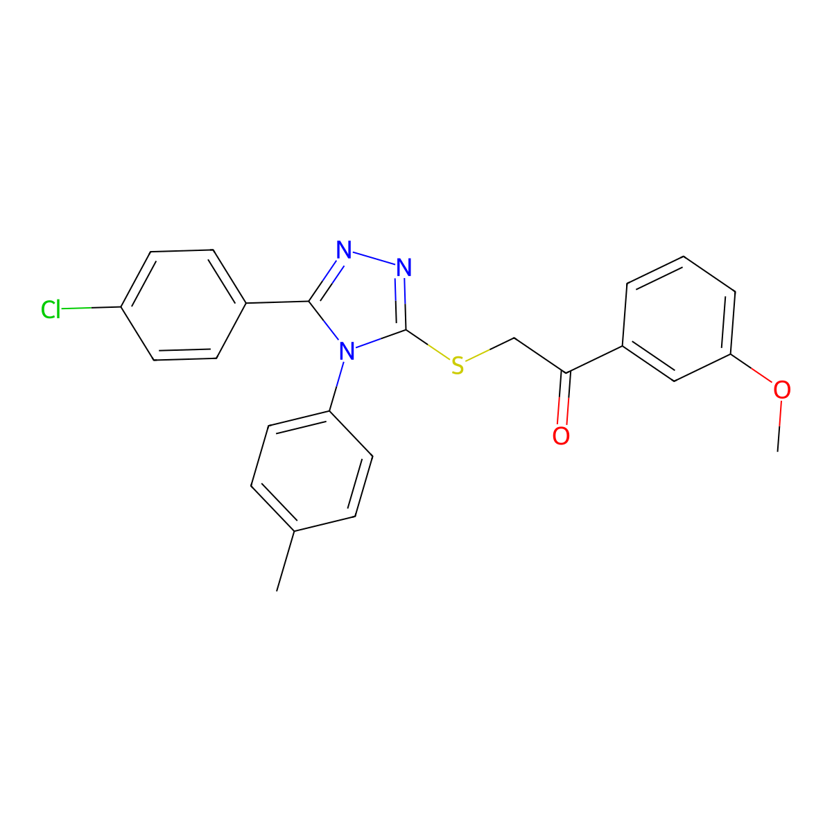 2-((5-(4-Chlorophenyl)-4-(4-methylphenyl)-4H-1,2,4-triazol-3-YL)sulfanyl)-1-(3-methoxyphenyl)ethanone molecular structure, CAS 477331-56-9