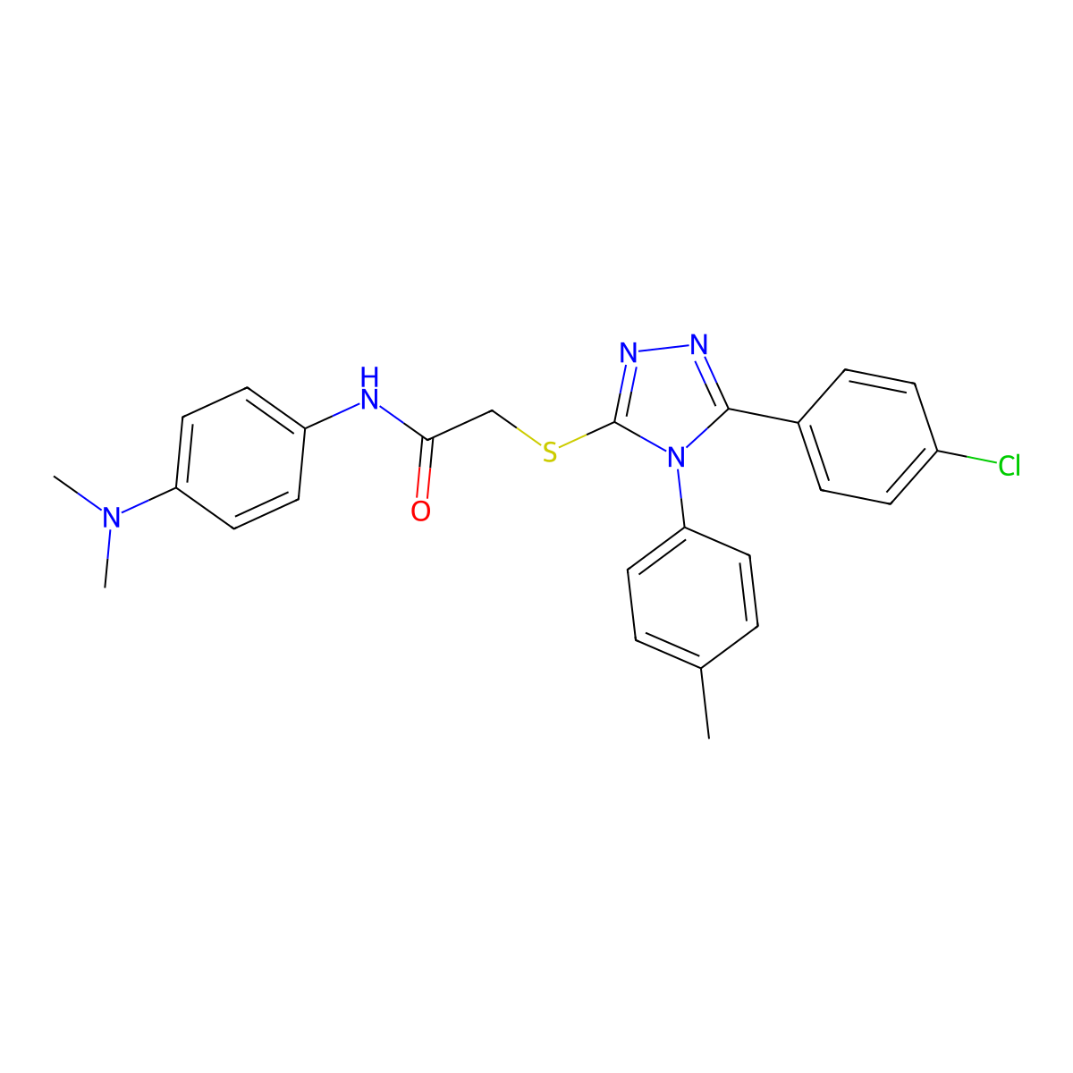 2-{[5-(4-Chlorophenyl)-4-(4-methylphenyl)-4H-1,2,4-triazol-3-YL]sulfanyl}-N-[4-(dimethylamino)phenyl]acetamide molecular structure, CAS 477331-57-0