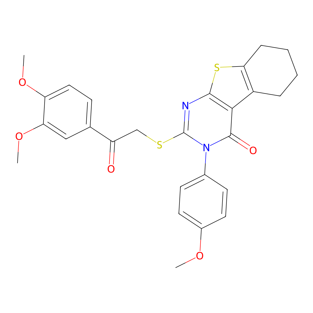 2-{[2-(3,4-Dimethoxyphenyl)-2-oxoethyl]sulfanyl}-3-(4-methoxyphenyl)-5,6,7,8-tetrahydro[1]benzothieno[2,3-D]pyrimidin-4(3H)-one molecular structure, CAS 477331-58-1