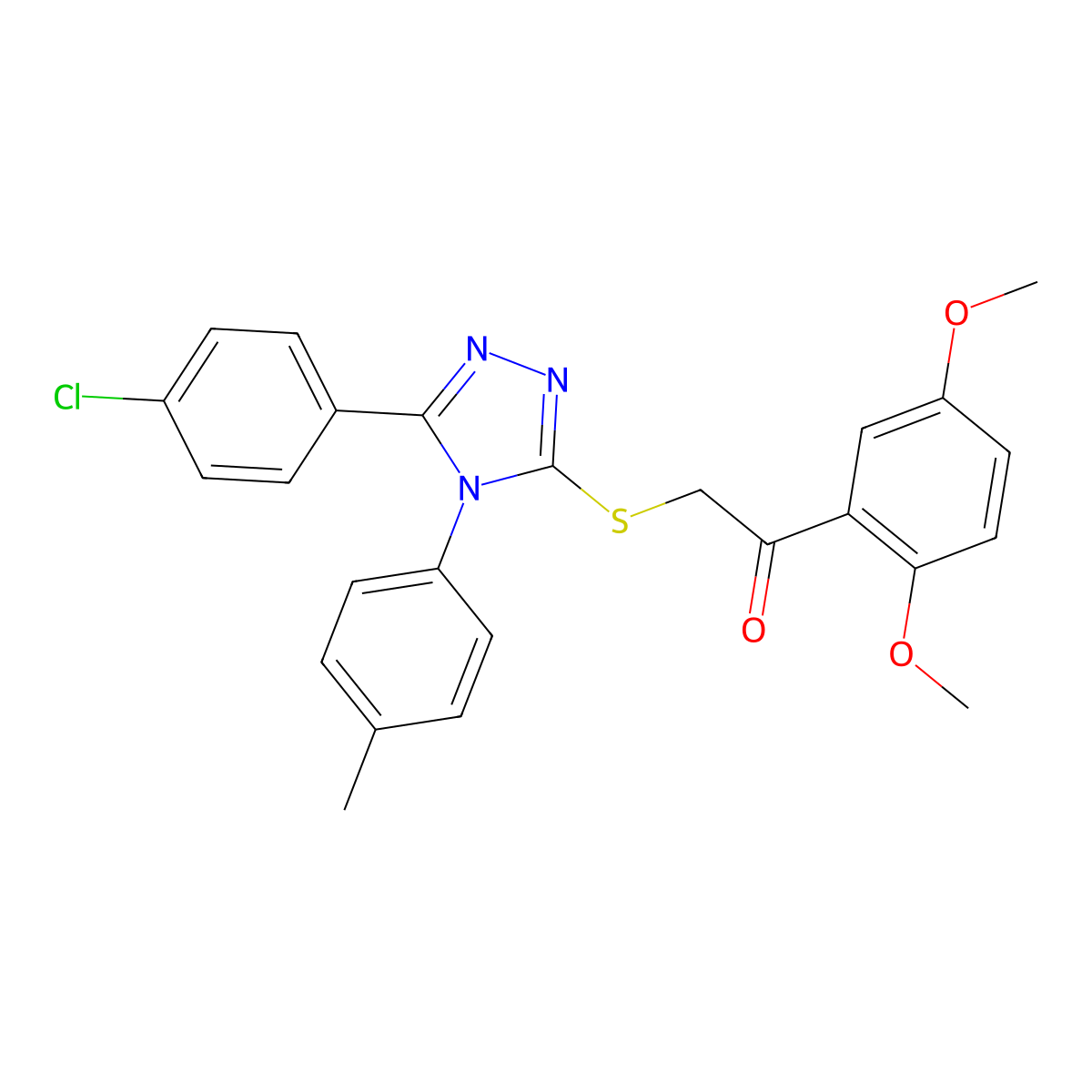 2-{[5-(4-Chlorophenyl)-4-(4-methylphenyl)-4H-1,2,4-triazol-3-YL]sulfanyl}-1-(2,5-dimethoxyphenyl)ethanone molecular structure, CAS 477331-66-1