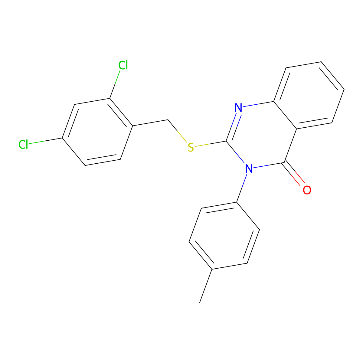 2-((2,4-Dichlorobenzyl)thio)-3-(4-methylphenyl)-4(3H)-quinazolinone molecular structure, CAS 477332-61-9