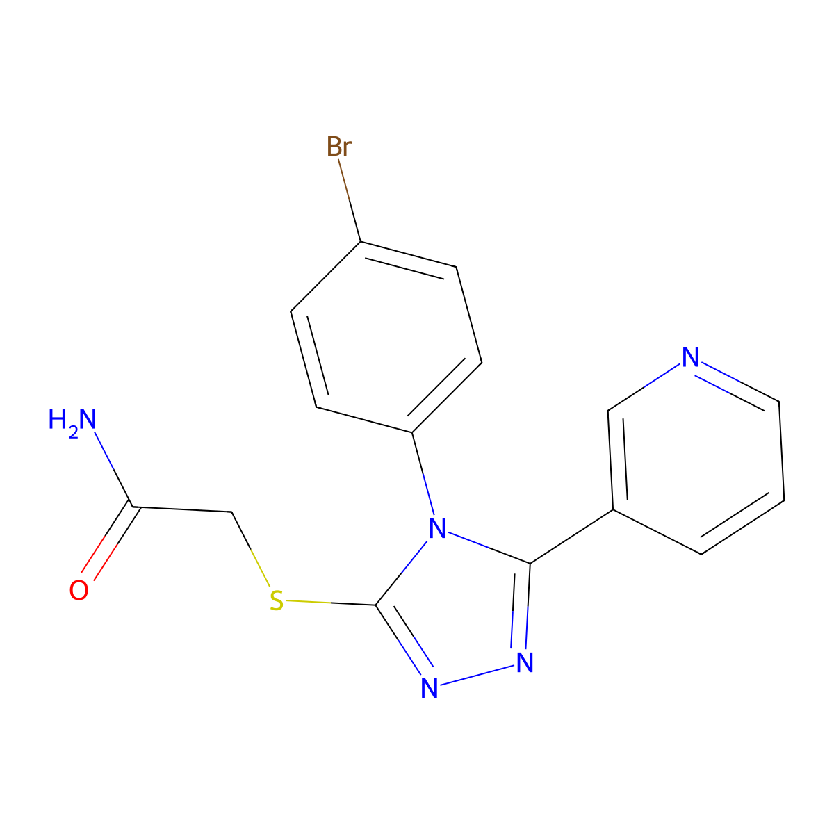 2-((4-(4-Bromophenyl)-5-(3-pyridinyl)-4H-1,2,4-triazol-3-YL)thio)acetamide molecular structure, CAS 477332-62-0