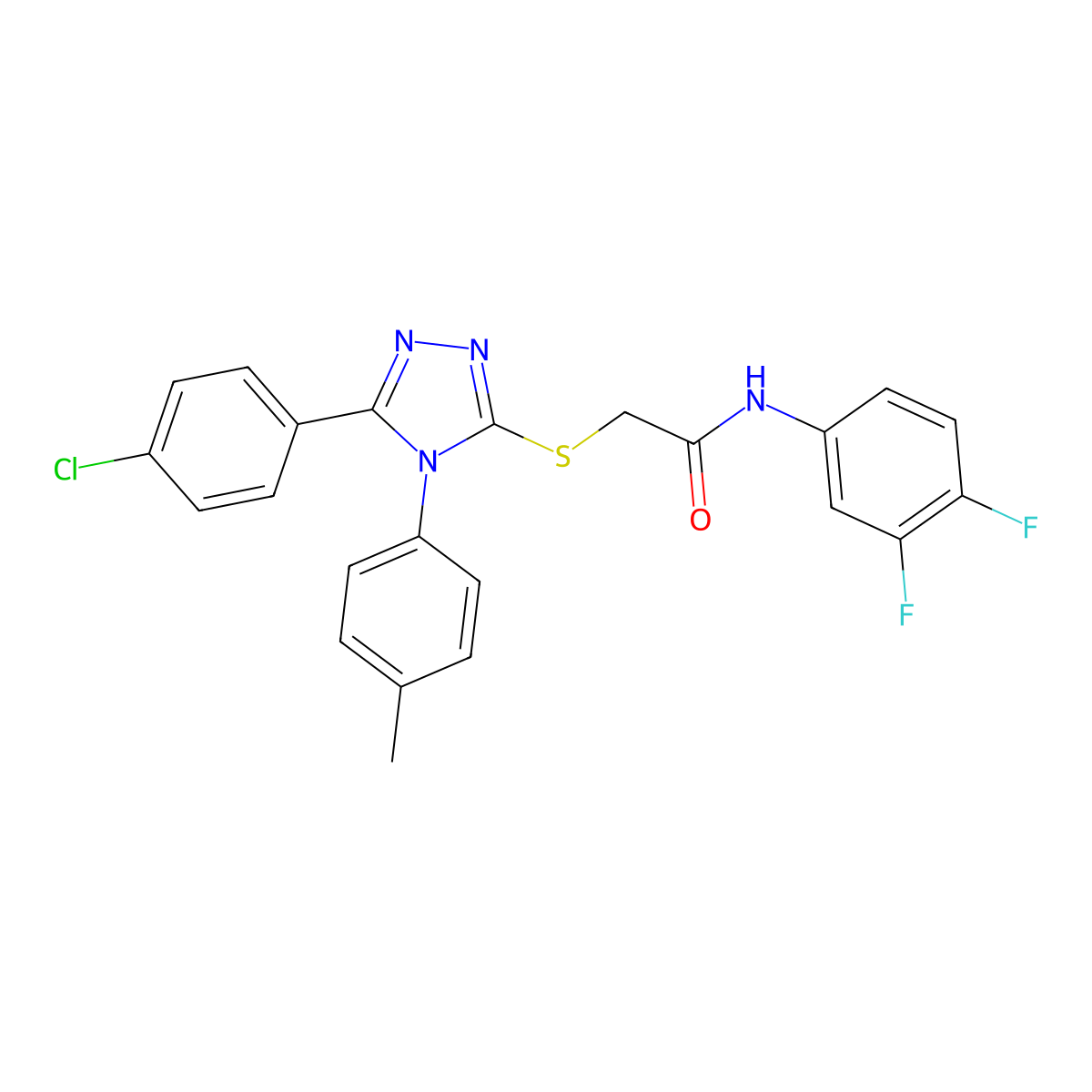2-{[5-(4-Chlorophenyl)-4-(4-methylphenyl)-4H-1,2,4-triazol-3-YL]sulfanyl}-N-(3,4-difluorophenyl)acetamide molecular structure, CAS 477332-63-1