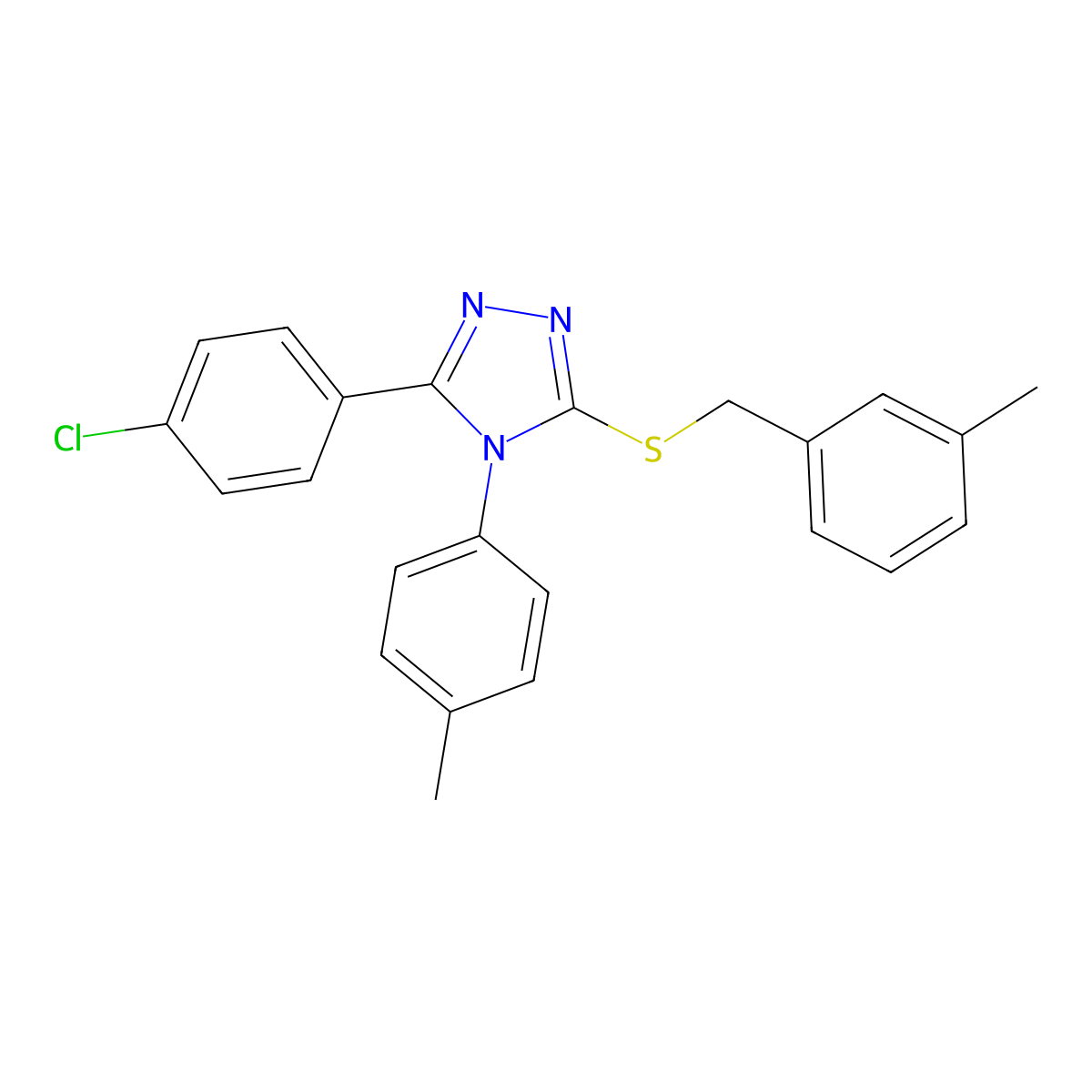3-(4-Chlorophenyl)-5-((3-methylbenzyl)thio)-4-(4-methylphenyl)-4H-1,2,4-triazole molecular structure, CAS 477332-65-3