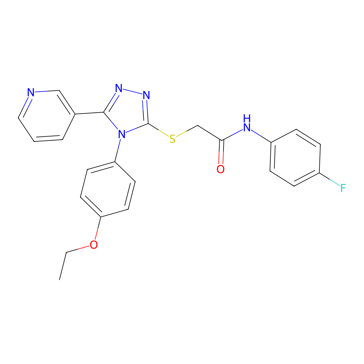 2-((4-(4-Ethoxyphenyl)-5-(3-pyridinyl)-4H-1,2,4-triazol-3-YL)sulfanyl)-N-(4-fluorophenyl)acetamide molecular structure, CAS 477332-67-5