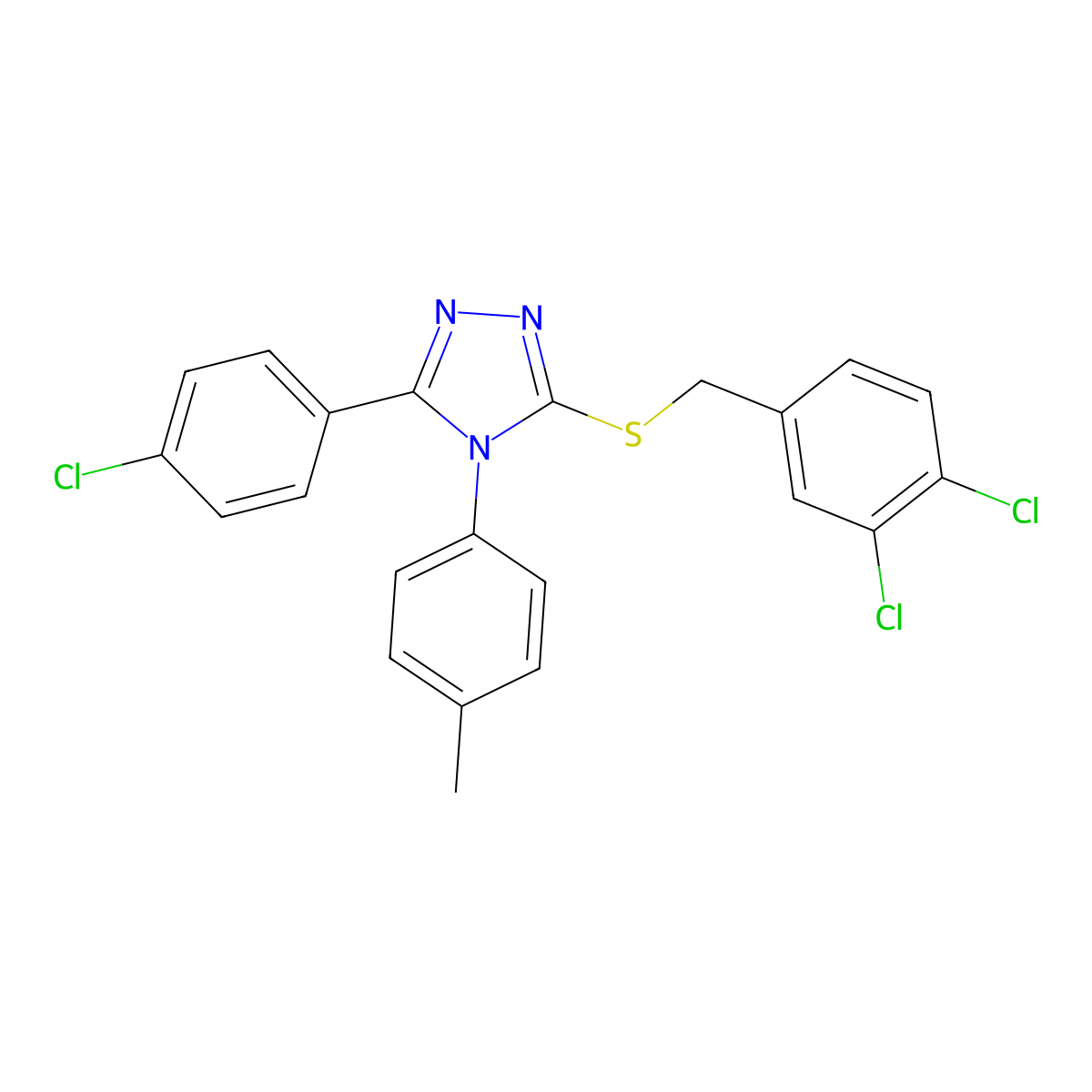 3-(4-CL-PH)-5-((3,4-Dichlorobenzyl)thio)-4-(4-methylphenyl)-4H-1,2,4-triazole molecular structure, CAS 477332-69-7