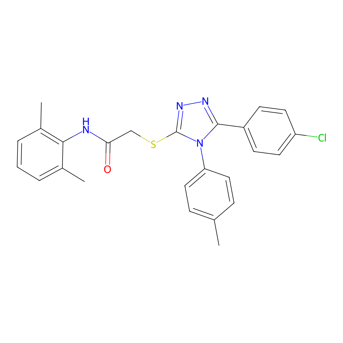 2-((5-(4-Chlorophenyl)-4-(4-methylphenyl)-4H-1,2,4-triazol-3-YL)sulfanyl)-N-(2,6-dimethylphenyl)acetamide molecular structure, CAS 477332-70-0