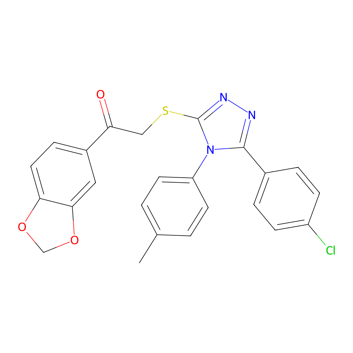 1-(1,3-Benzodioxol-5-YL)-2-((5-(4-chlorophenyl)-4-(4-methylphenyl)-4H-1,2,4-triazol-3-YL)sulfanyl)ethanone molecular structure, CAS 477332-79-9