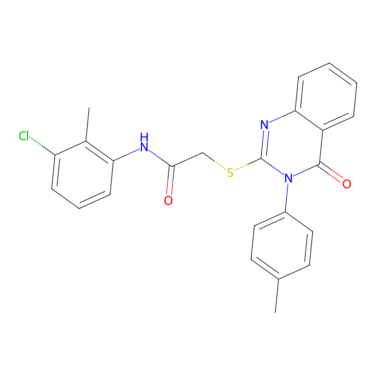 N-(3-Chloro-2-methylphenyl)-2-{[3-(4-methylphenyl)-4-oxo-3,4-dihydro-2-quinazolinyl]sulfanyl}acetamide molecular structure, CAS 477332-82-4