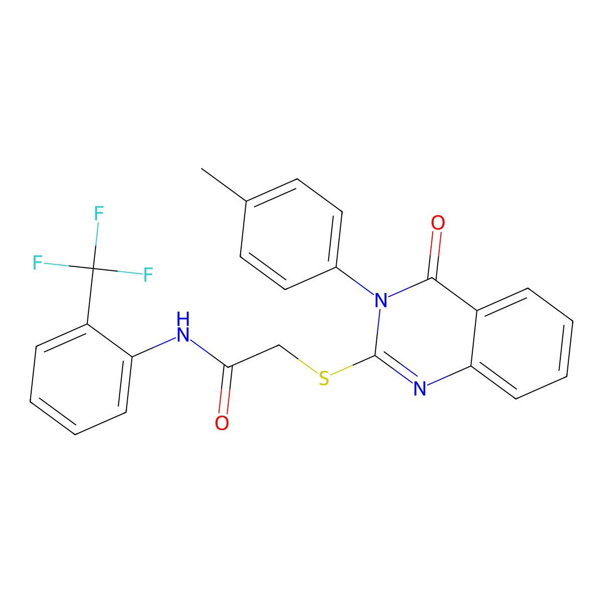 2-((3-(4-Methylphenyl)-4-oxo-3,4-dihydro-2-quinazolinyl)sulfanyl)-N-(2-(trifluoromethyl)phenyl)acetamide molecular structure, CAS 477332-87-9