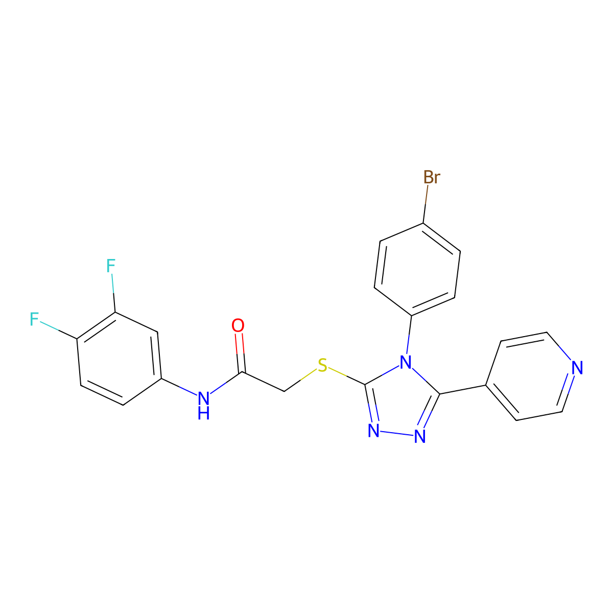 2-{[4-(4-Bromophenyl)-5-(4-pyridinyl)-4H-1,2,4-triazol-3-YL]sulfanyl}-N-(3,4-difluorophenyl)acetamide molecular structure, CAS 477332-88-0