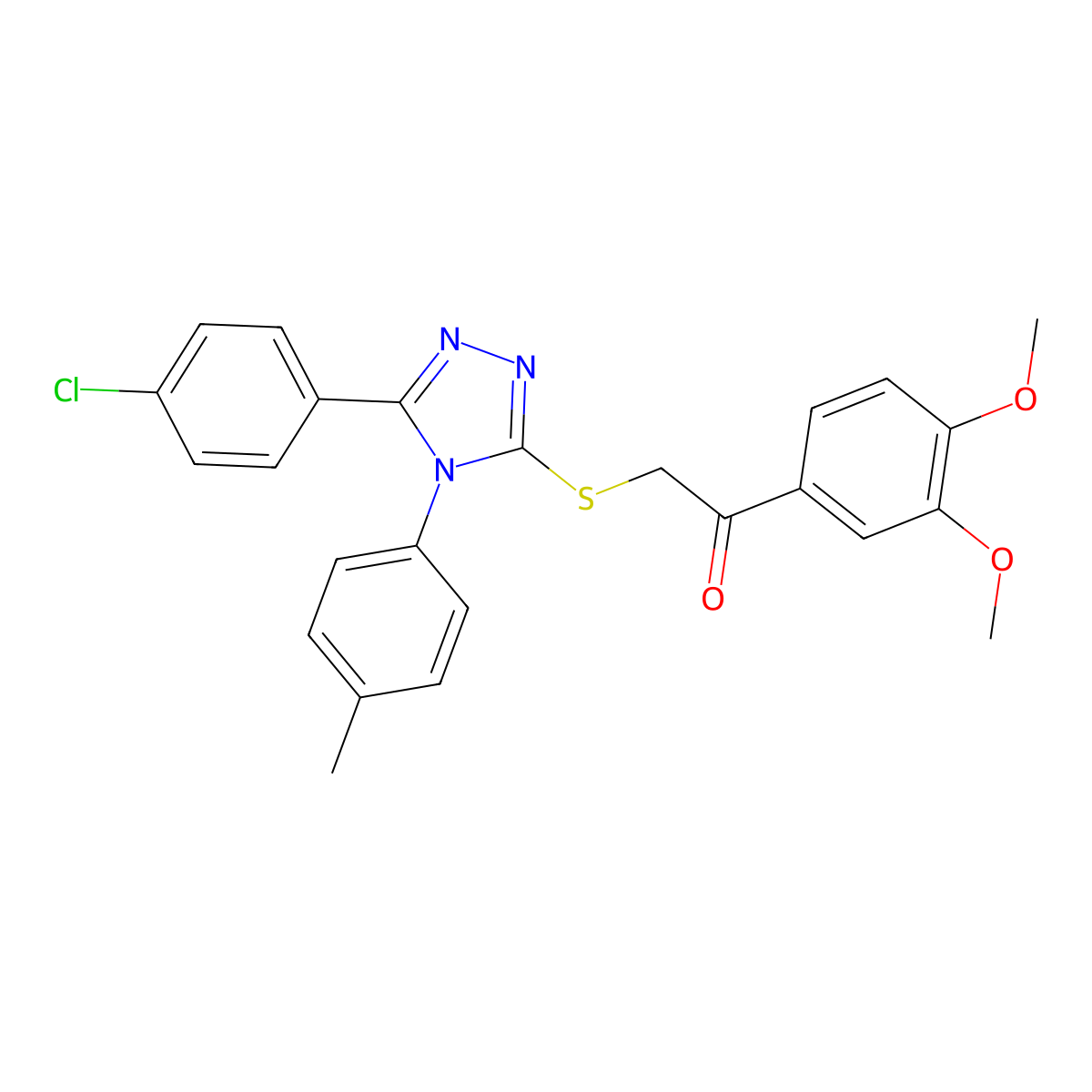 2-{[5-(4-Chlorophenyl)-4-(4-methylphenyl)-4H-1,2,4-triazol-3-YL]sulfanyl}-1-(3,4-dimethoxyphenyl)ethanone molecular structure, CAS 477332-89-1