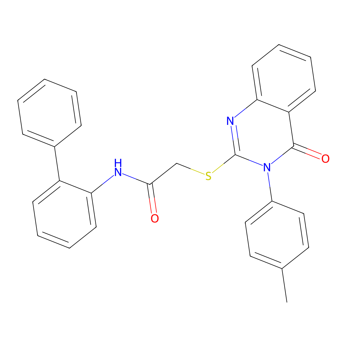 N-(1,1'-Biphenyl)-2-YL-2-((3-(4-methylphenyl)-4-oxo-3,4-dihydro-2-quinazolinyl)sulfanyl)acetamide molecular structure, CAS 477332-90-4