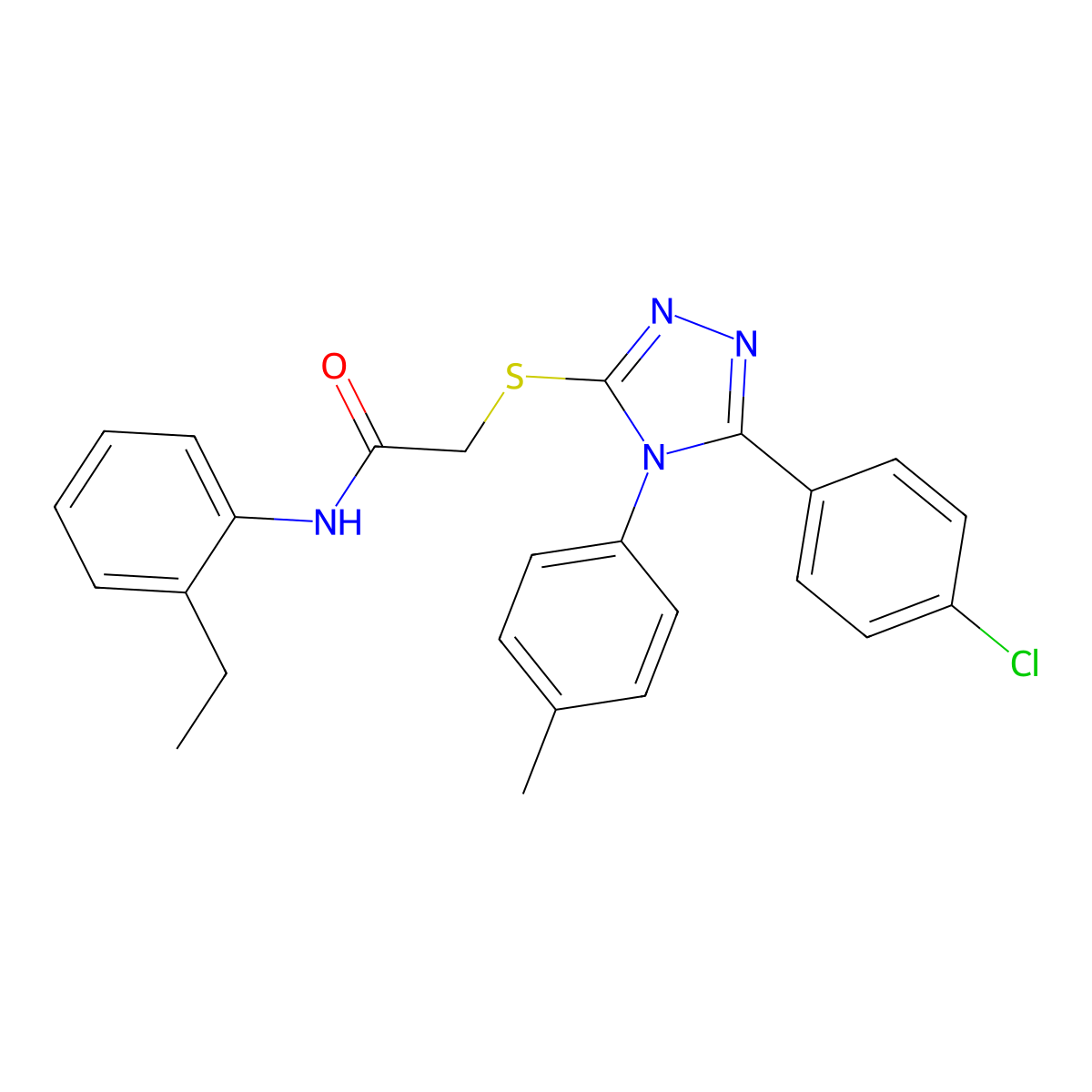 2-{[5-(4-Chlorophenyl)-4-(4-methylphenyl)-4H-1,2,4-triazol-3-YL]sulfanyl}-N-(2-ethylphenyl)acetamide molecular structure, CAS 477332-91-5