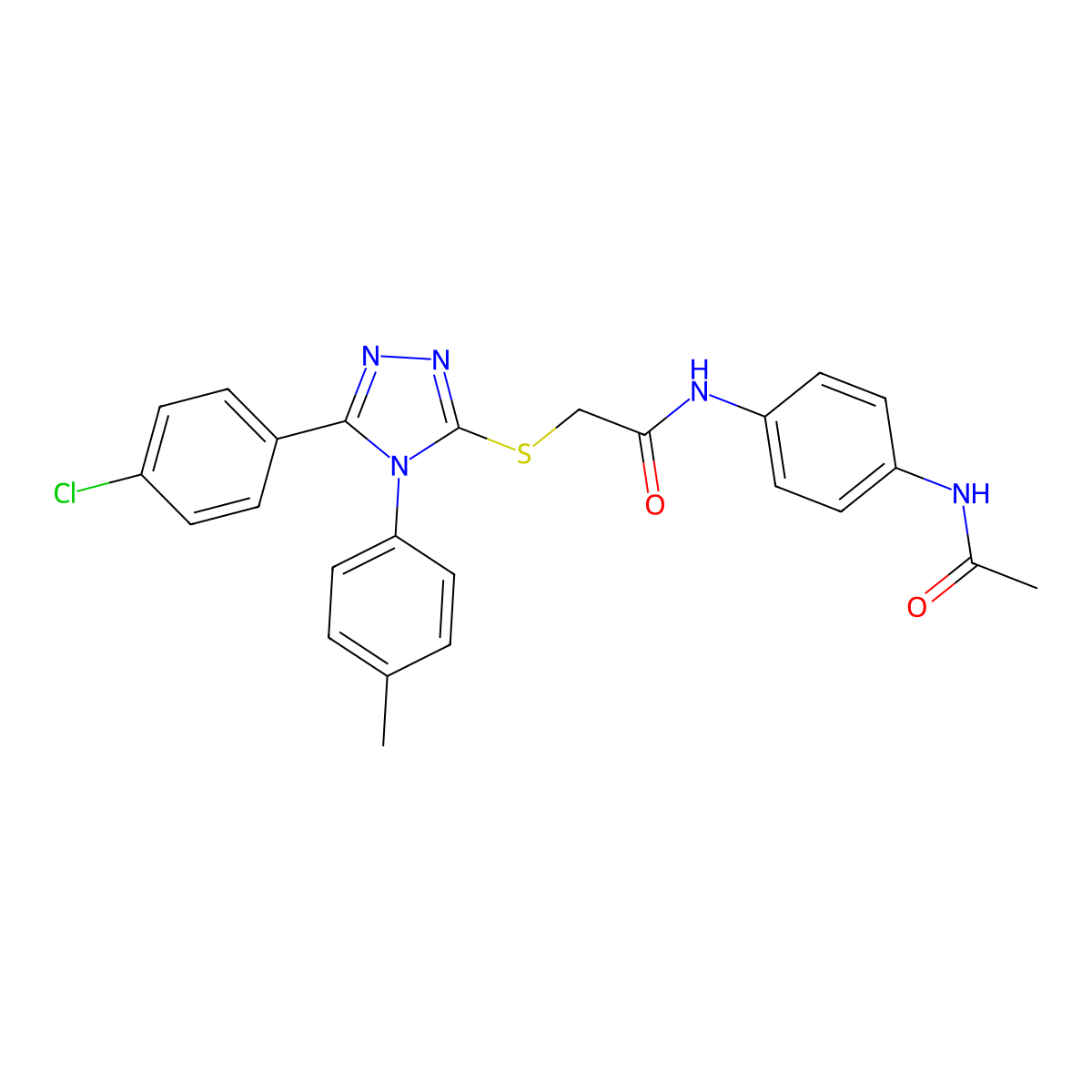 N-[4-(Acetylamino)phenyl]-2-{[5-(4-chlorophenyl)-4-(4-methylphenyl)-4H-1,2,4-triazol-3-YL]sulfanyl}acetamide molecular structure, CAS 477332-94-8