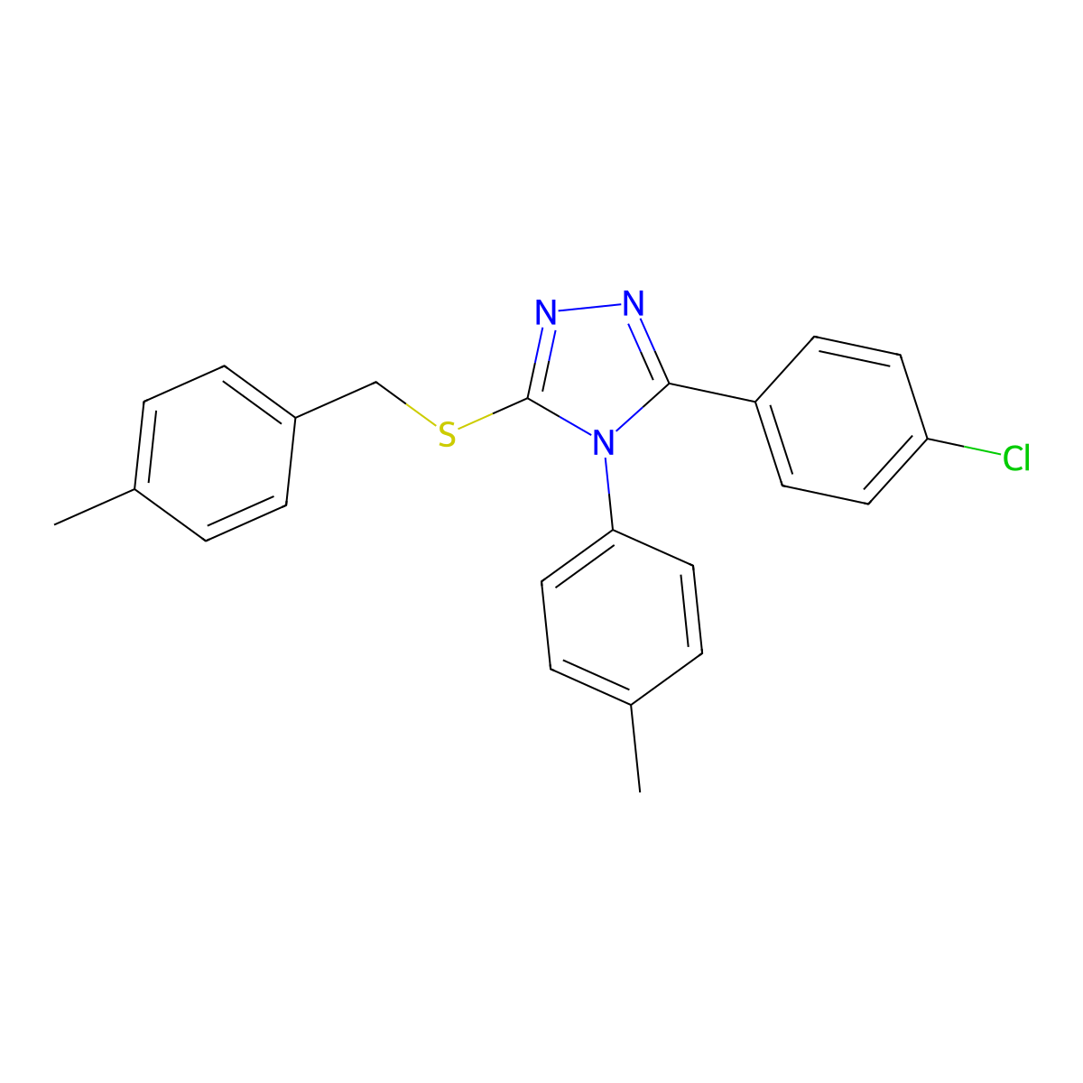 3-(4-Chlorophenyl)-5-((4-methylbenzyl)thio)-4-(4-methylphenyl)-4H-1,2,4-triazole molecular structure, CAS 477332-97-1