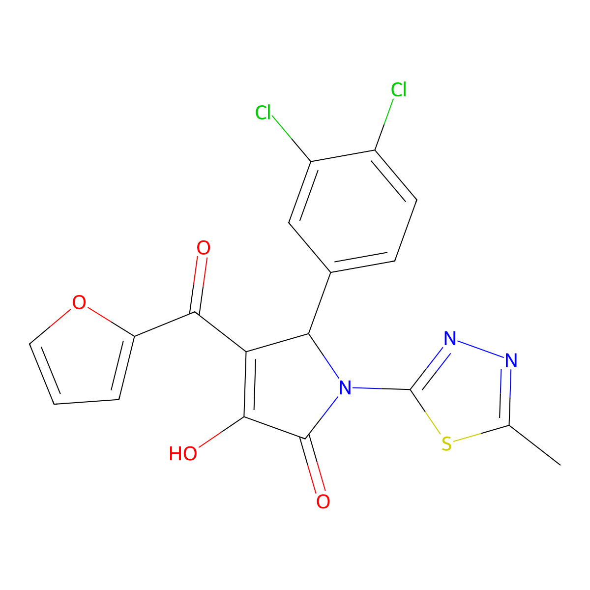 5-(3,4-Dichlorophenyl)-4-(2-furoyl)-3-hydroxy-1-(5-methyl-1,3,4-thiadiazol-2-YL)-1,5-dihydro-2H-pyrrol-2-one molecular structure, CAS 477333-00-9