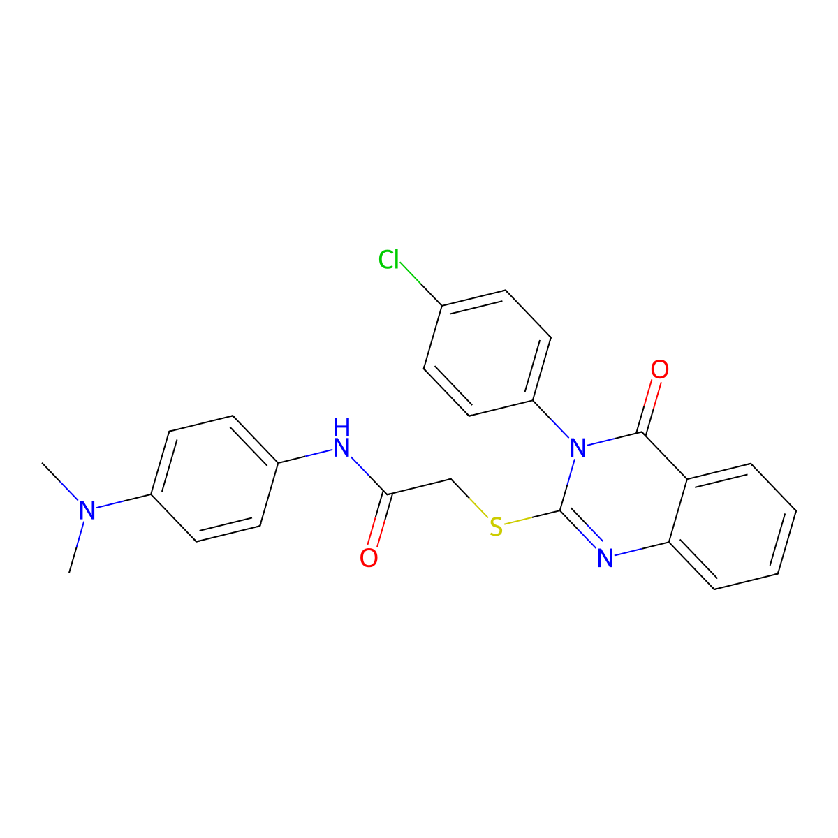 2-((3-(4-Chlorophenyl)-4-oxo-3,4-dihydro-2-quinazolinyl)sulfanyl)-N-(4-(dimethylamino)phenyl)acetamide molecular structure, CAS 477333-03-2