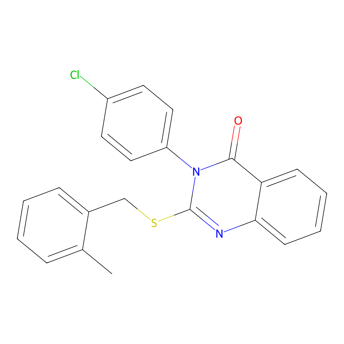 3-(4-Chlorophenyl)-2-((2-methylbenzyl)thio)-4(3H)-quinazolinone molecular structure, CAS 477333-05-4